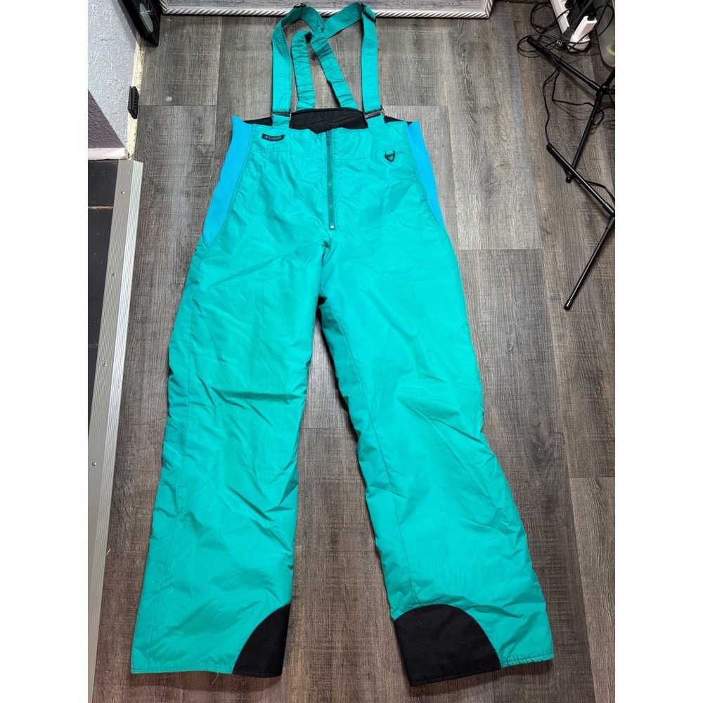 Columbia Sportswear Mens Vintage Teal Green Ski Bibs Snow Pants SM8310 L